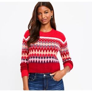 LOFT Fair Isle Crewneck Sweater XL
